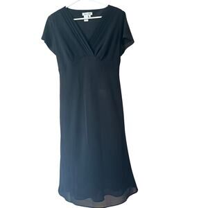 Coldwater Creek Black V-Neck Midi Dress Size 10 EUC formal date evening work